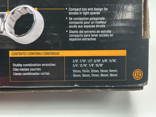 Gearwrench 81903 20 Piece 12 Point Stubby Combination SAE/Metric Wrench Set