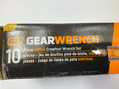 Gearwrench 81909 10 Piece 3/8'' Drive Crowfoot Metric Wrench Set