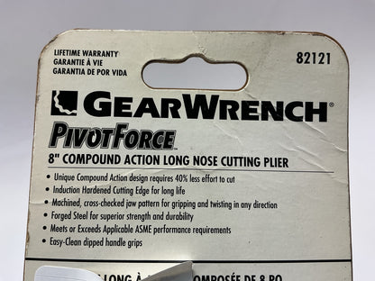 Gearwrench 82121 8'' Compound Action Long Nose Cutting Pliers