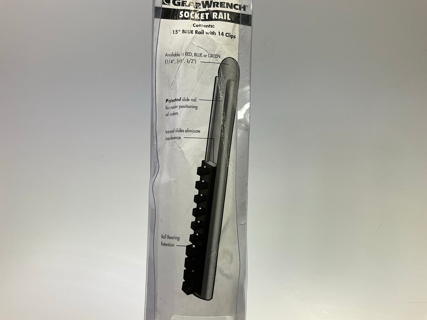 Gearwrench 83107  3/8'' Drive Socket Rail Includes 14 Clips, Blue, 15''