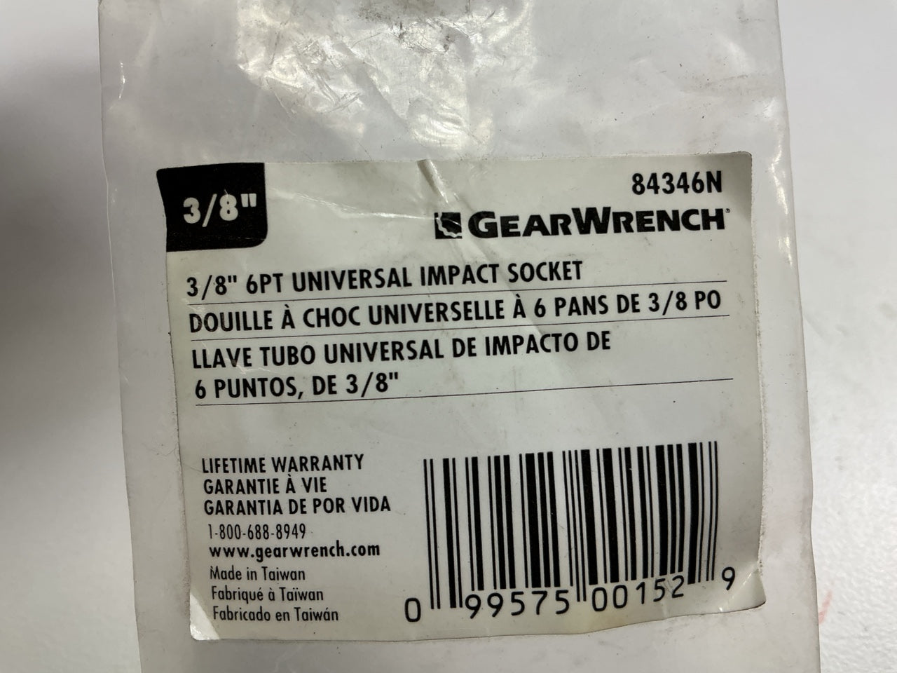 GearWrench 84346N 3/8'' Drive 3/8'' 6-Point Universal Impact Socket 3/8''