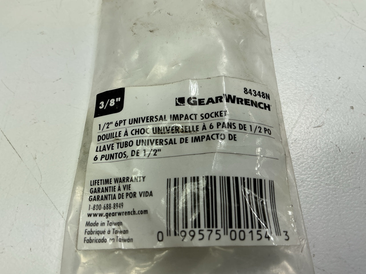 Gearwrench 84348N 3/8'' Drive Universal Impact Socket 1/2'' SAE 6pt Swivel