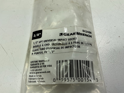 Gearwrench 84348N 3/8'' Drive Universal Impact Socket 1/2'' SAE 6pt Swivel