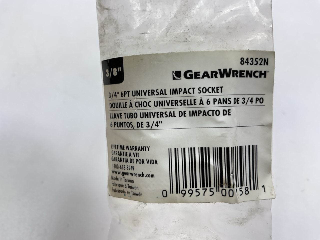GearWrench 84352N 3/8'' Drive Standard Universal Impact Socket - 3/4''