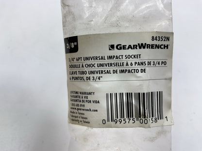 GearWrench 84352N 3/8'' Drive Standard Universal Impact Socket - 3/4''