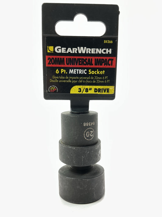 GearWrench 84366 3/8'' Drive 6-Point Metric Impact Universal Socket, 20mm