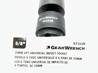 Gearwrench 84366N 3/8'' Drive 6 Point 20mm Universal Impact Socket