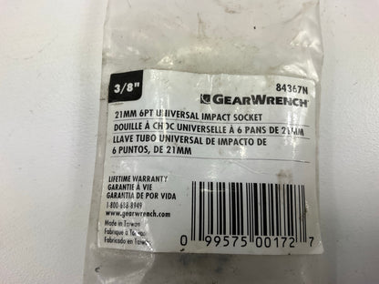 GearWrench 84367N 3/8'' Drive Universal Impact Metric Socket 21mm, Black Oxide
