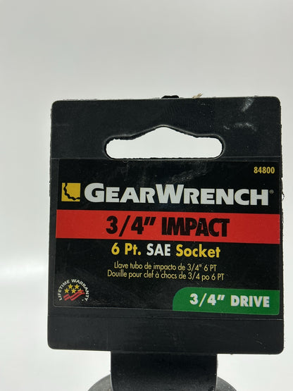 Gearwrench 84800 3/4'' Drive 6 Point Standard Impact SAE Socket 3/4''