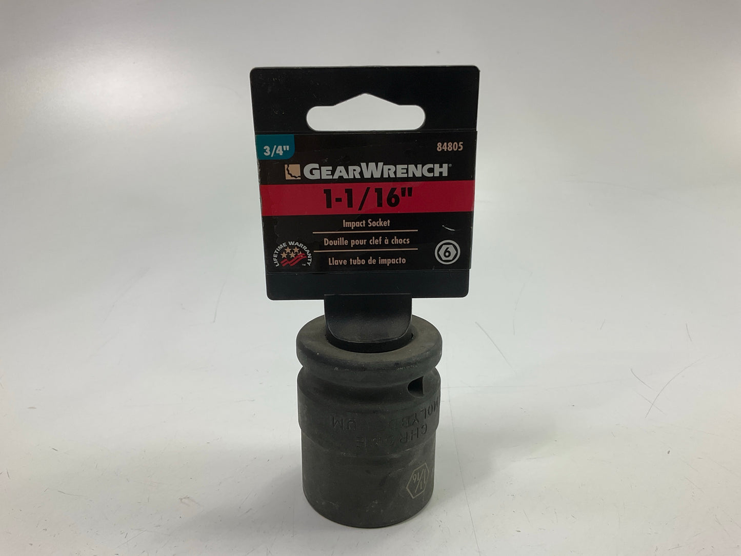 Gearwrench 84805 3/4'' Drive 6 Point Standard Impact SAE Socket 1-1/16''