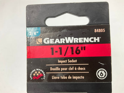 Gearwrench 84805 3/4'' Drive 6 Point Standard Impact SAE Socket 1-1/16''