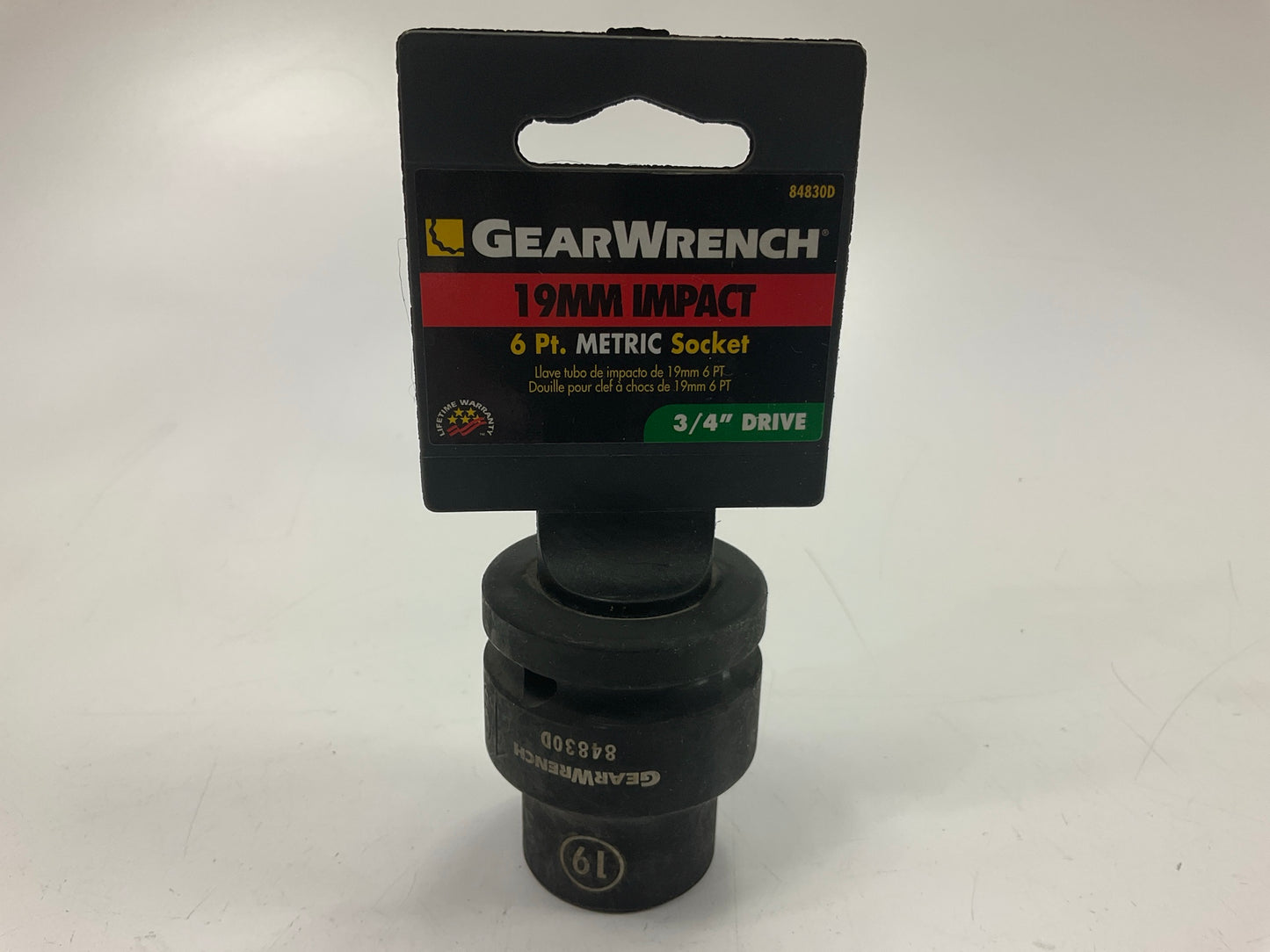 GearWrench 84830D 19mm - 3/4-Inch Drive 6 Point Standard Impact Socket