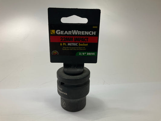 Gearwrench 84833 3/4'' Drive 6 Point Standard Impact Metric Socket 22mm
