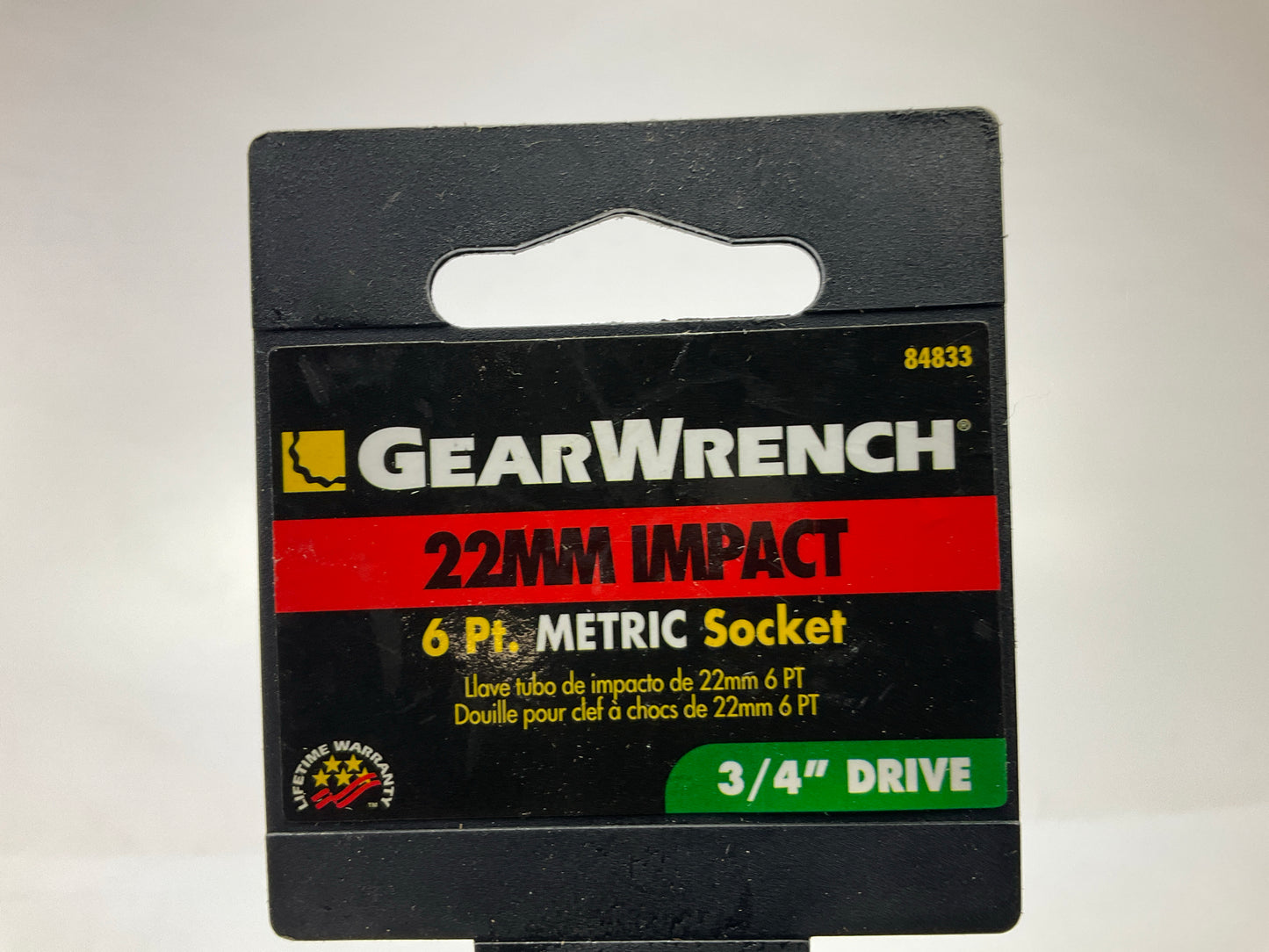 Gearwrench 84833 3/4'' Drive 6 Point Standard Impact Metric Socket 22mm