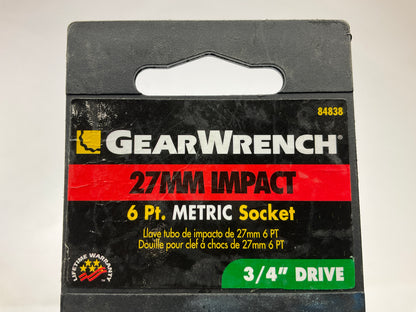 Gearwrench 84838 3/4'' Drive 6 Point Standard Impact Metric Socket 27mm