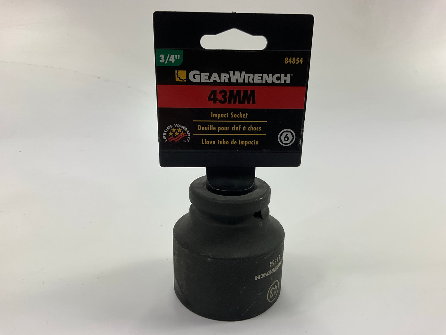 Gearwrench 84854 3/4'' Drive 6 Point Standard Impact Metric Socket 43mm