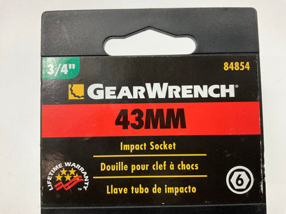 Gearwrench 84854 3/4'' Drive 6 Point Standard Impact Metric Socket 43mm