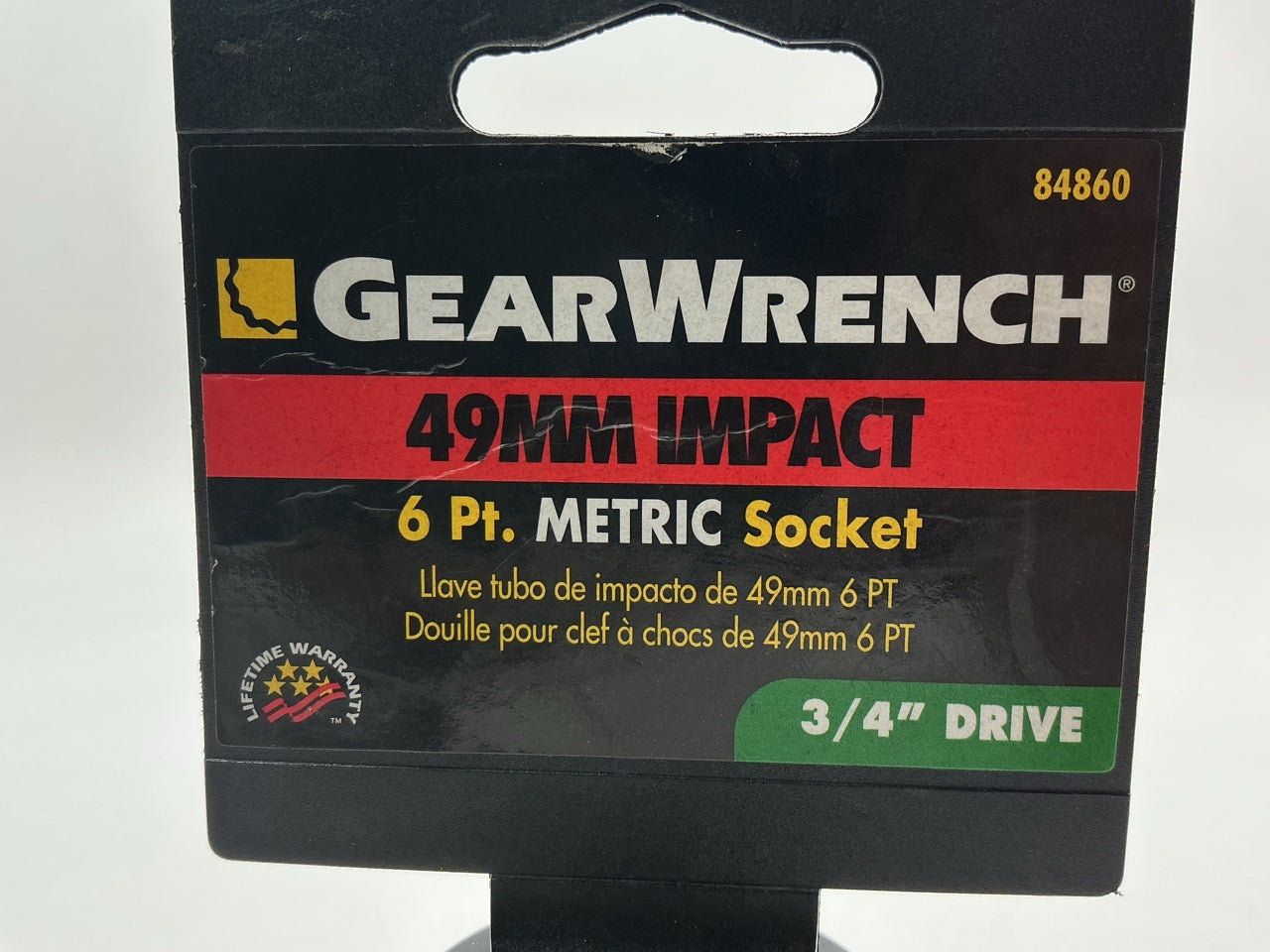 Gearwrench 84860 3/4'' Drive 6 Point Standard Impact Metric Socket 49mm
