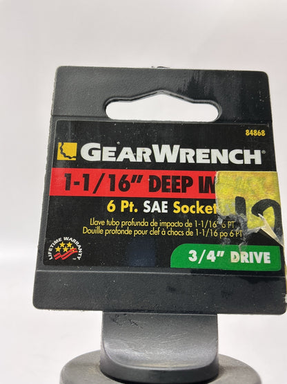 Gearwrench 84868 3/4'' Drive 6 Point Deep Impact SAE Socket 1-1/16''