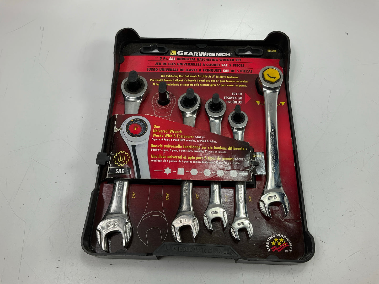 Gearwrench 85590A 5-Piece Universal Ratcheting Wrench Set, SAE 12-Point