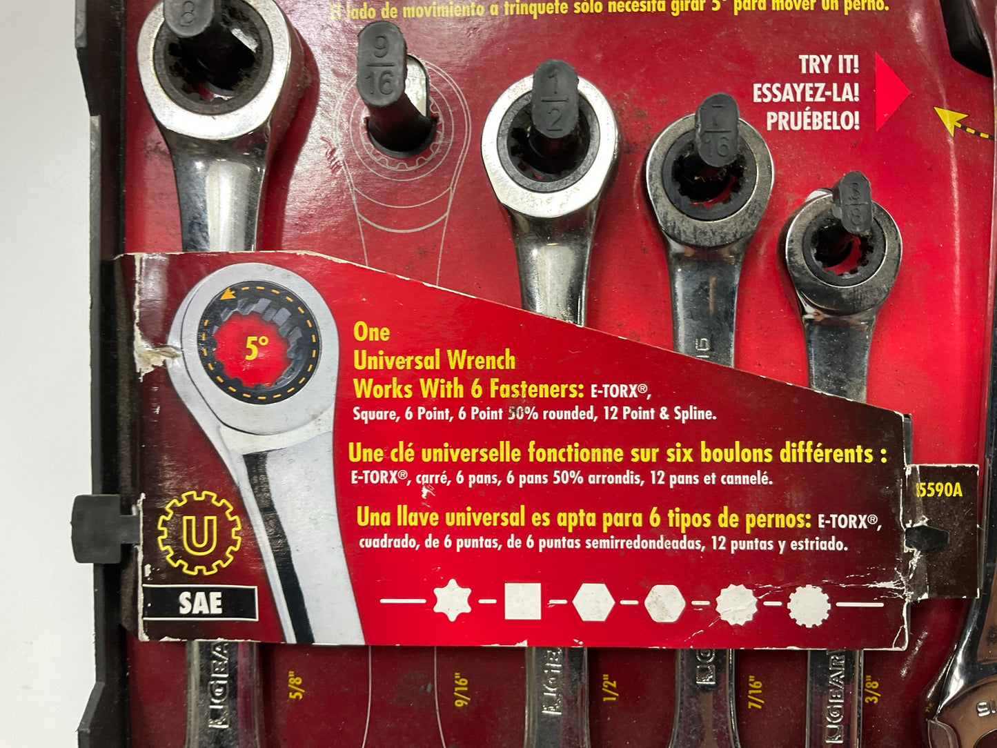 Gearwrench 85590A 5-Piece Universal Ratcheting Wrench Set, SAE 12-Point