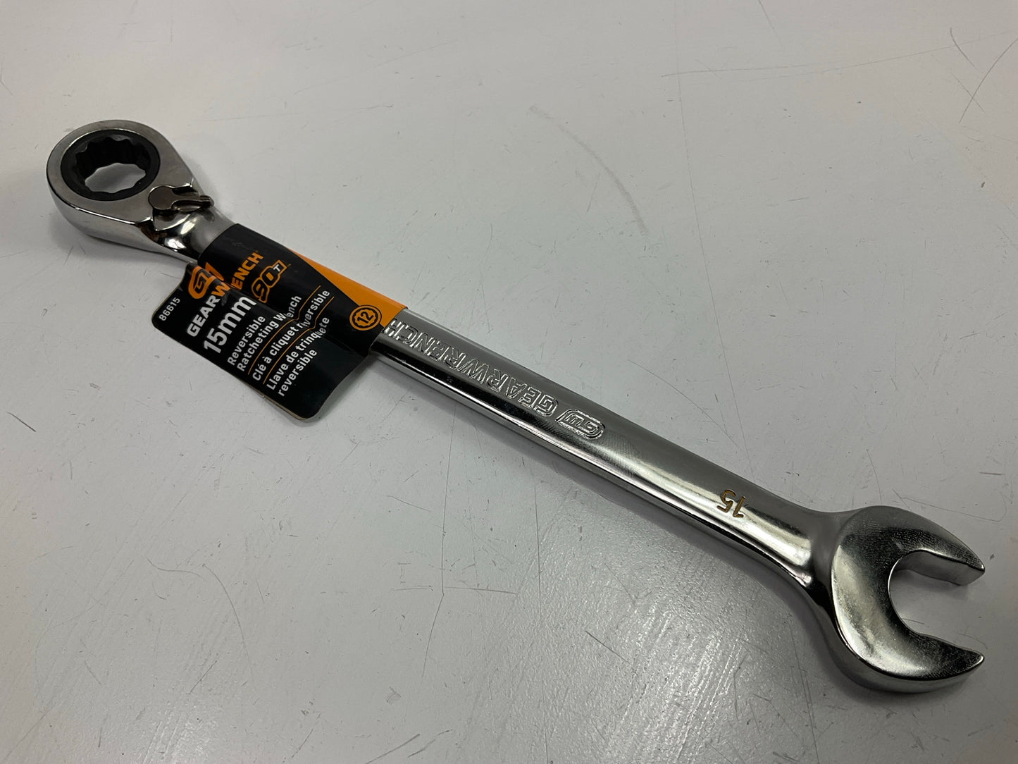 Gearwrench 86615 15mm 90-Tooth 12 Point Reversible Ratcheting Wrench