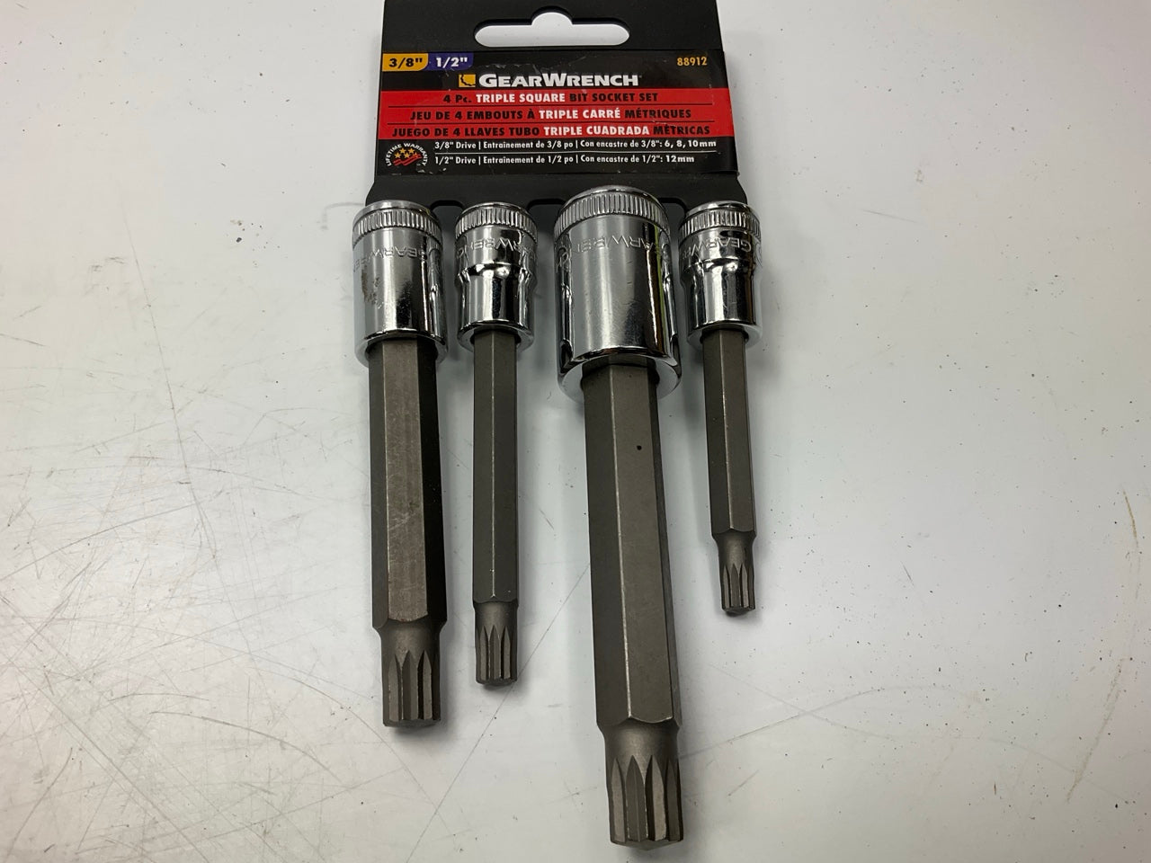 GearWrench 88912 4 Piece Triple Square Bit Socket Set  6mm, 8mm, 10mm, And 12mm
