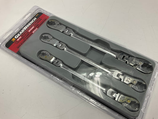 Gearwrench 89099 3 Piece Ratcheting Flex Head Flare Nut Metric Wrench Set