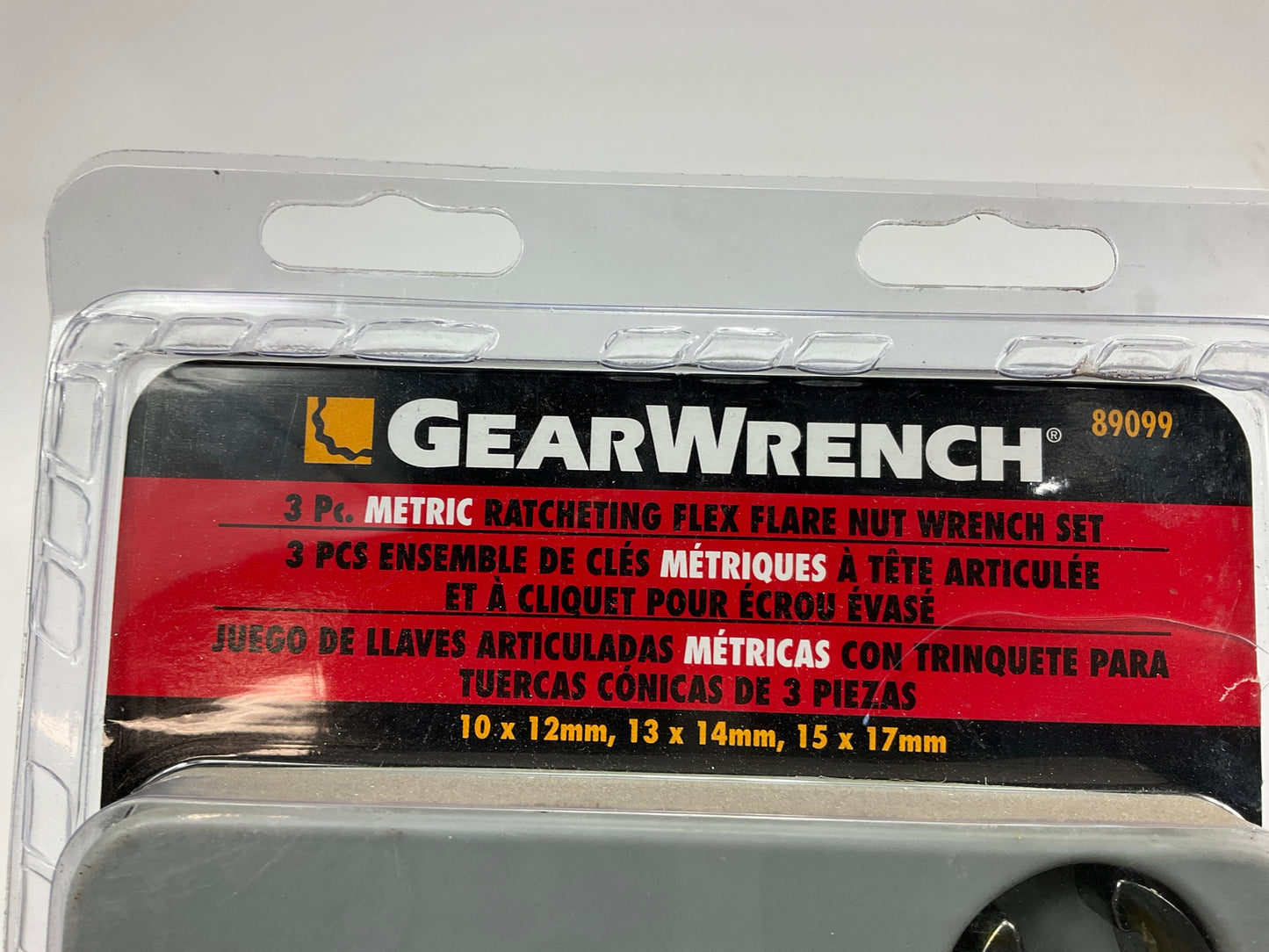 Gearwrench 89099 3 Piece Ratcheting Flex Head Flare Nut Metric Wrench Set