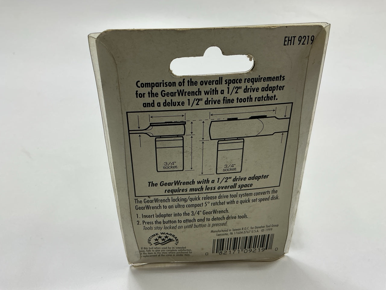 Gearwrench 9219 3/4'' Ratchet Wrench Drive Socket Adapter Hex To 1/2''