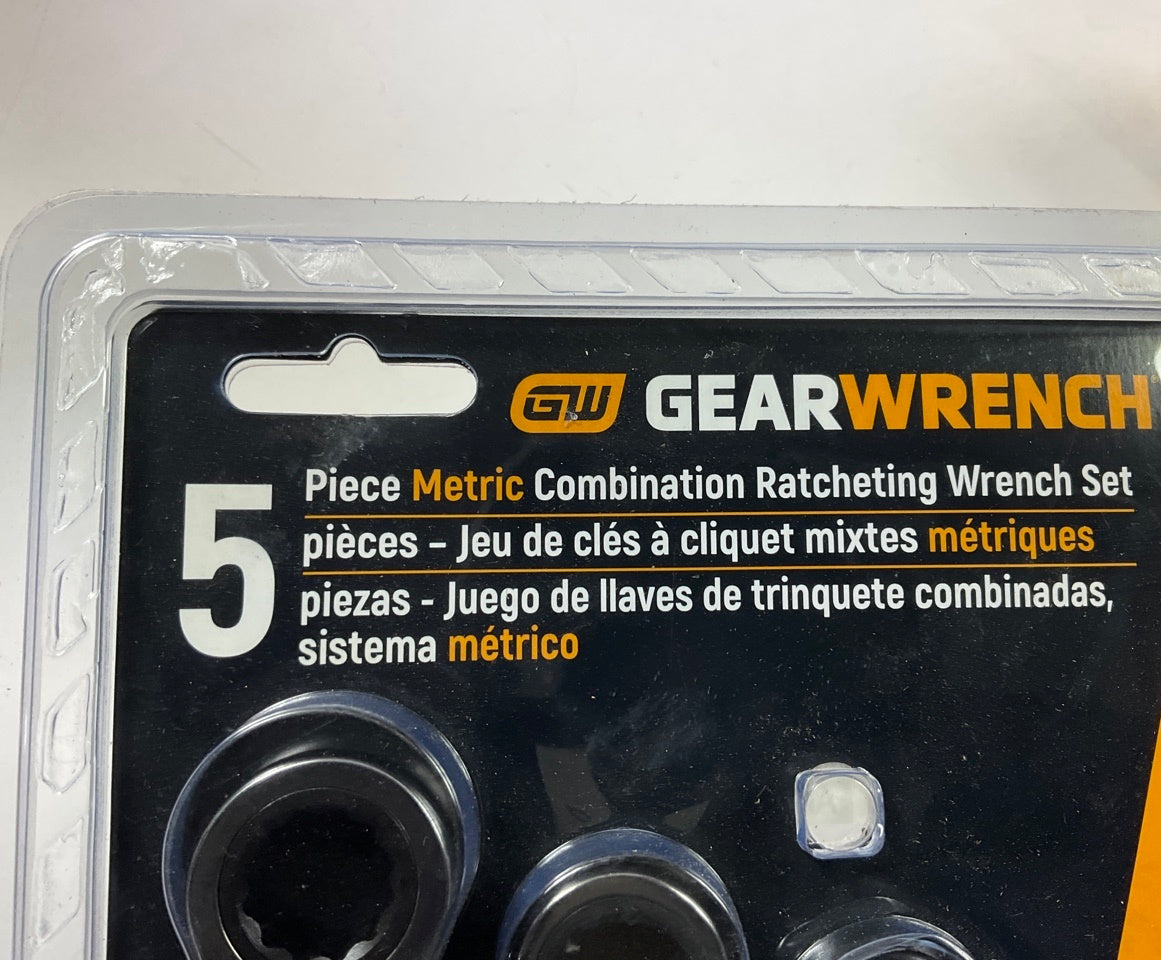 Gearwrench 93004D 5 Piece 72-Tooth 12PT Ratcheting Combination Metric Wrench Set