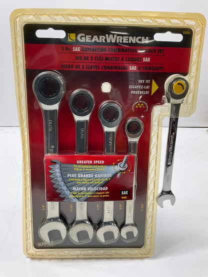 Gearwrench 93005 5 Piece 72-Tooth 12 Point Ratcheting Combination SAE Wrench Set