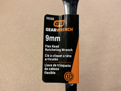 Gearwrench 9909D 12 Point Flex Head Ratcheting Combination 9mm Metric Wrench