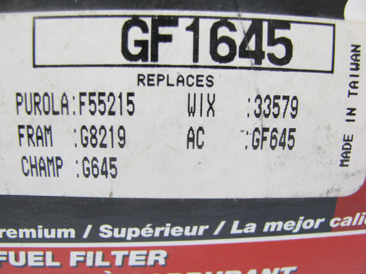 GKI GF1645 Fuel Filter Replaces G8219 33579 F55215 G645 GF308 FF5662 BF7808