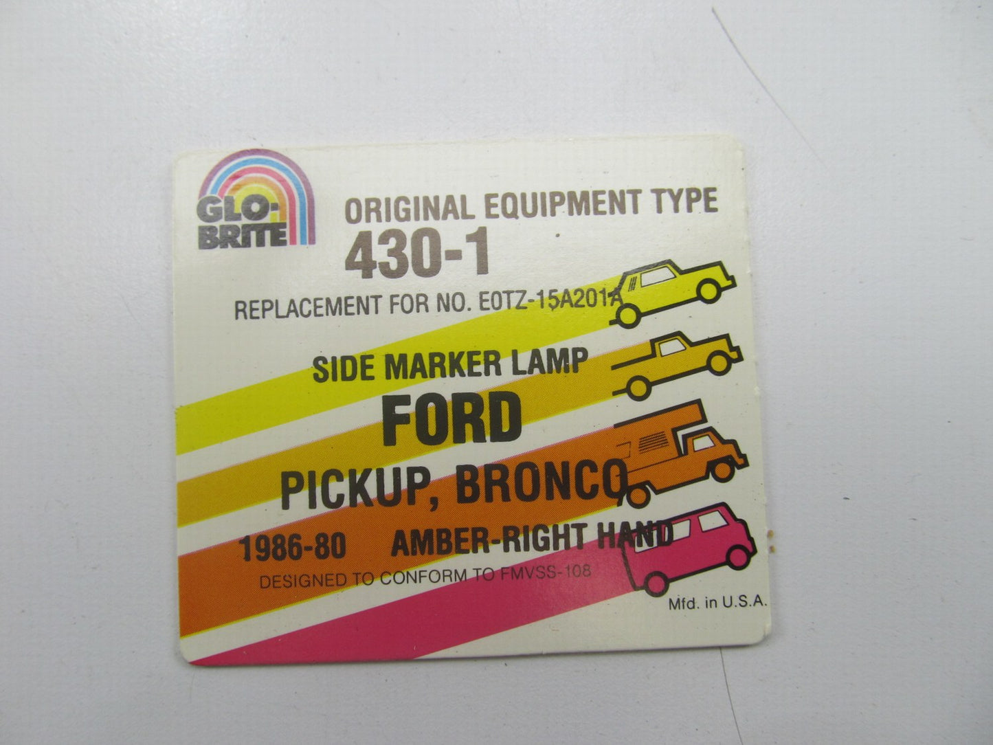 Glo-Brite 430-1 Right Passengers Side Amber Side Marker Light Lamp