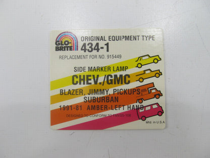 Glo-brite 434-1 Front Left Drivers Side Marker Light