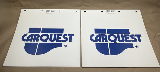 (2) Globetech 2424PSWCQ Poly Mud Flaps, 24''x24'' X 3/16'', White, ''CARQUEST'' Logo