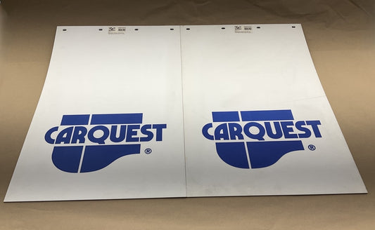 (2) Globetech 2436PSWCQ Polyguard White ''CARQUEST'' Mud Flaps, 24'' X 36'' X 3/16''