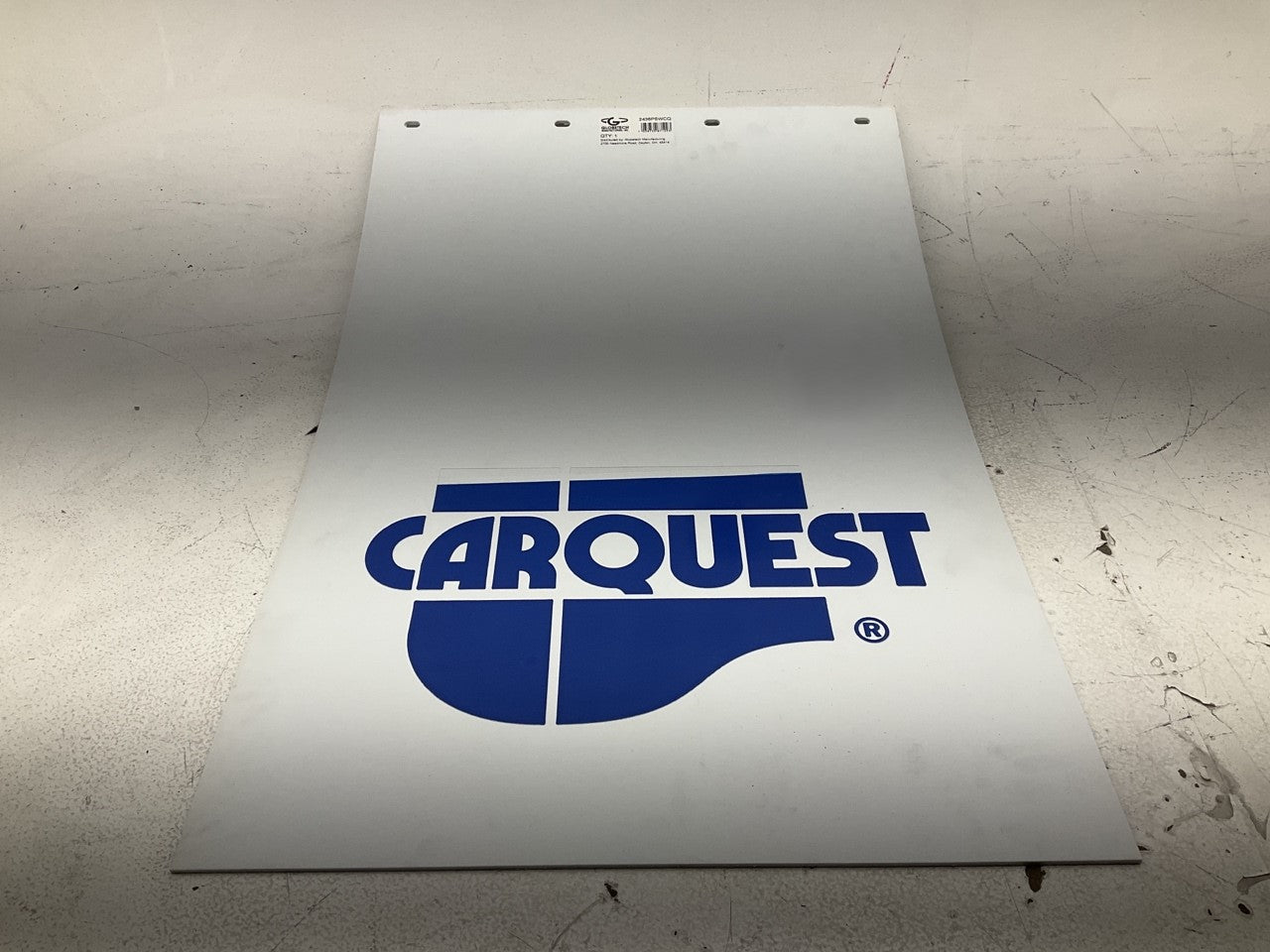 Globetech 2436PSWCQ Polyguard White ''CARQUEST'' Mud Flap, 24'' X 36'' X 3/16''