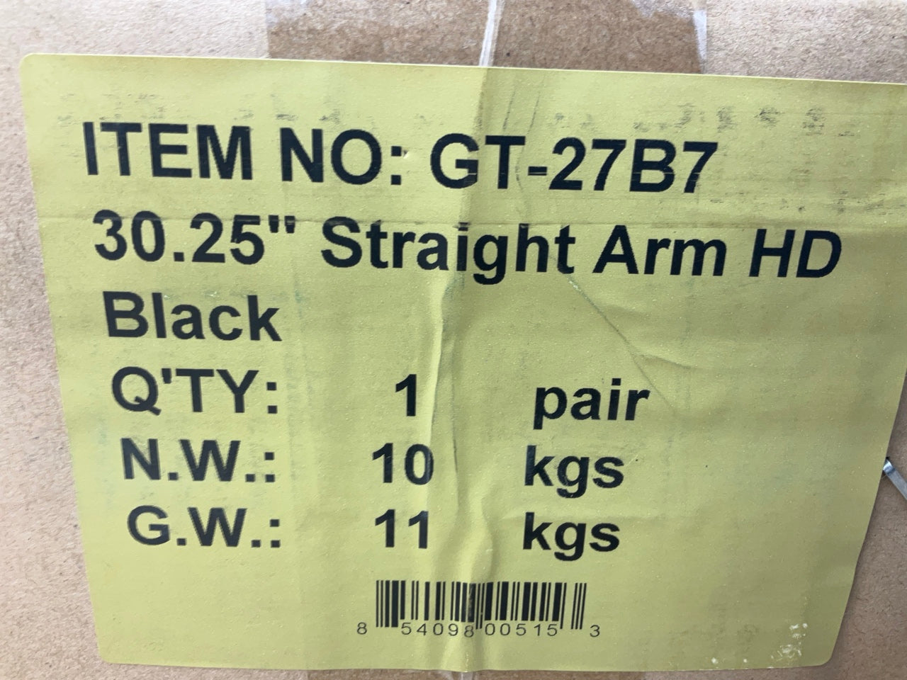 Globetech GT27B7 Spring Mud Flap Hanger Bracket Set, 30'' Straight Arm, 2.5'' Bolt