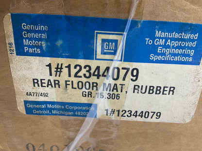 NOS OEM GM 12344079 Rear Rubber Floor Protector Mat - 50''X16'', DARK Blue