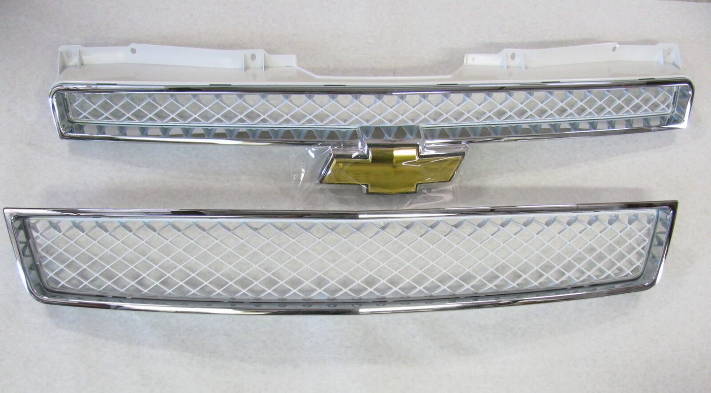 Chrome / White Grille 2007-2010 Chevy Tahoe/Suburban LTZ 1500 2500 Upper & Lower