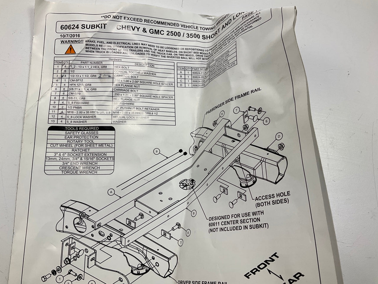 NEW GM 19353984 Under-Bed Double Lock EZr Gooseneck Hitch Silverado 2500 / 3500