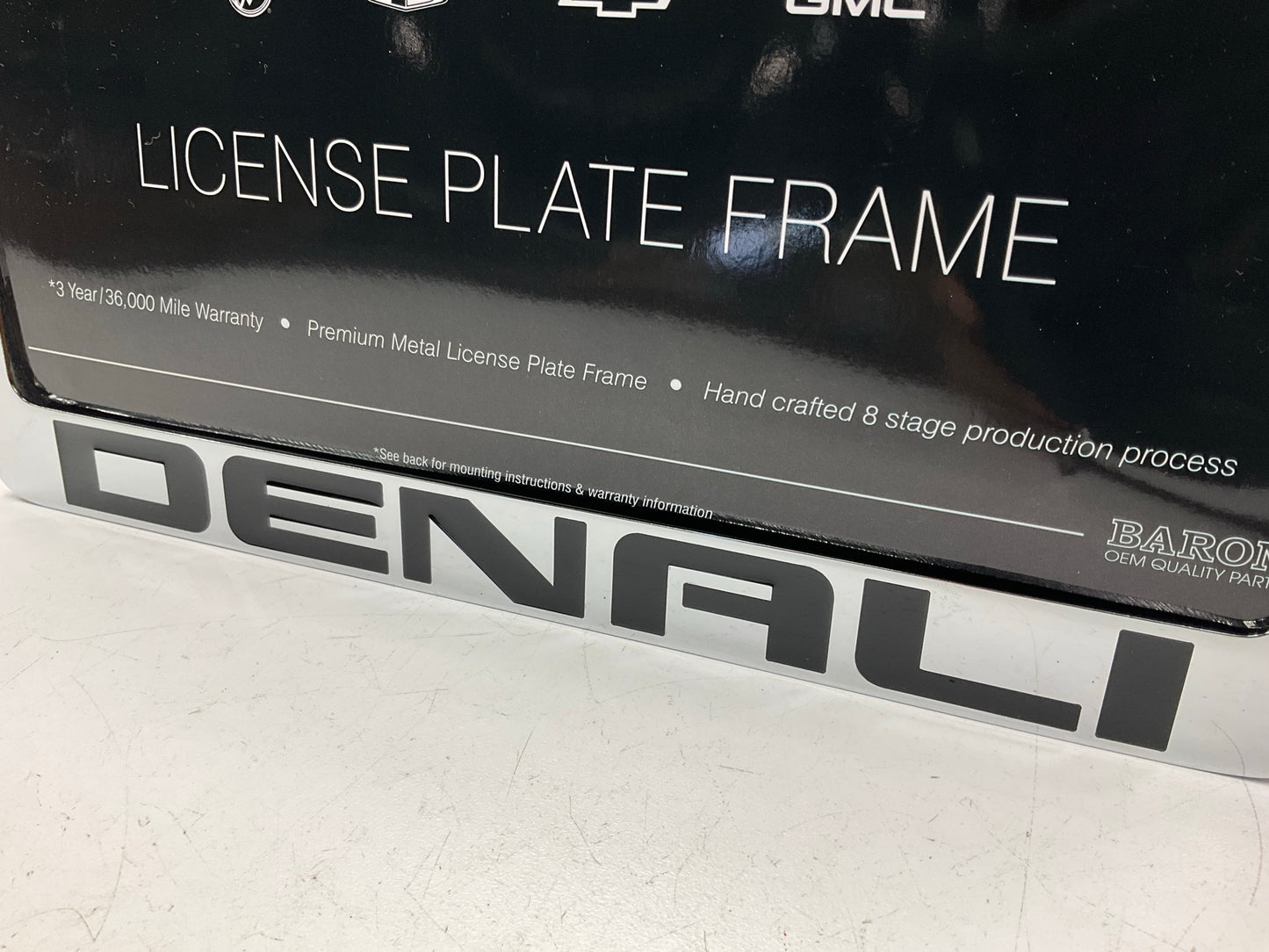 NEW - OEM GM 19368092 License Plate Frame, Chrome GMC Denali