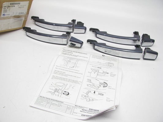 OEM GM 4-pc Exterior Door Handle Set Atlantis Blue W/chrome Strip 22817278