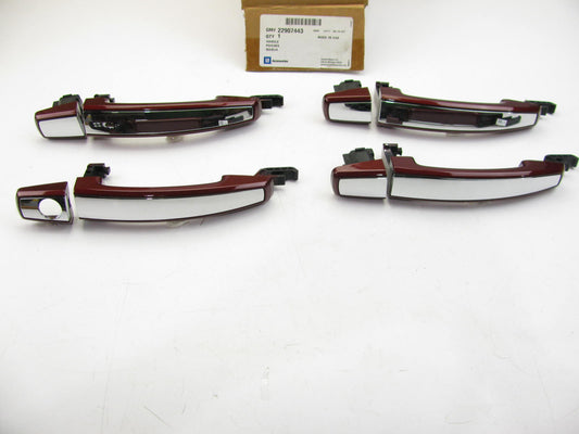 SET OF 4 - NEW OEM GM 22907443 Exterior Outside Door Handles Butte Red W/ Chrome