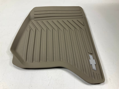 OEM GM 23452758 Front All Weather Rubber Floor Mats Set - Dune With Bowtie Logo