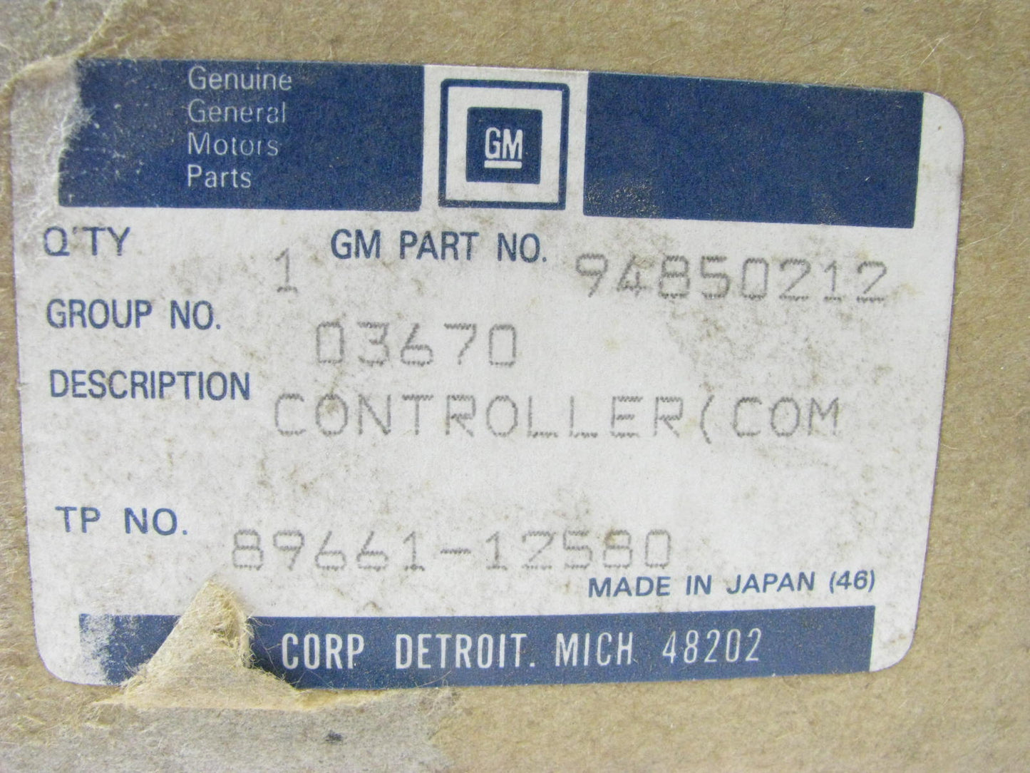 NEW OEM 89661-12580 ECM Engine Control Module 91-92 Geo Prizm, Corolla 1.6L DOHC