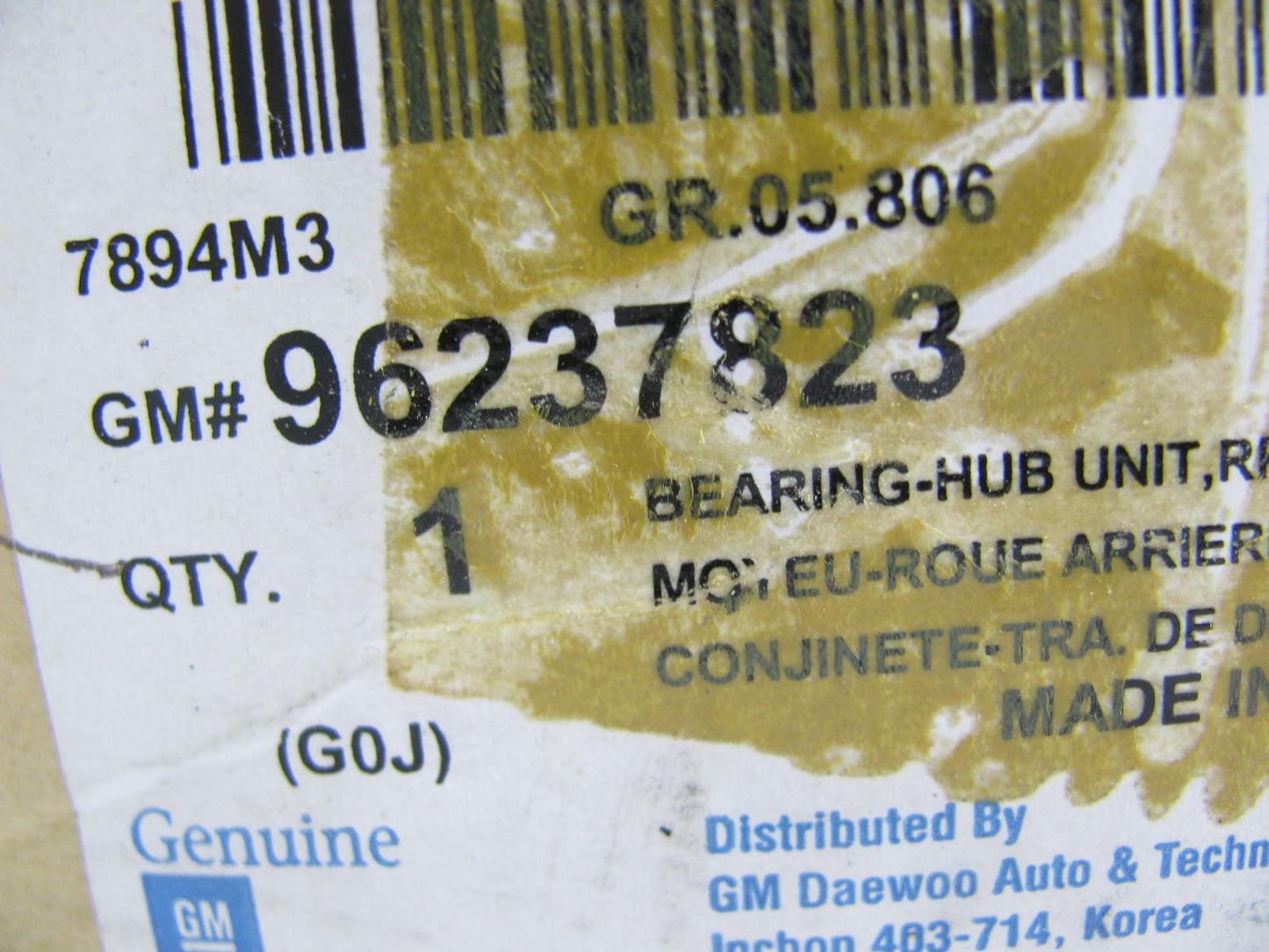 NEW GENUINE GM 96237823 REAR 4WD Wheel Hub 1999-2002 Daewoo Nubira