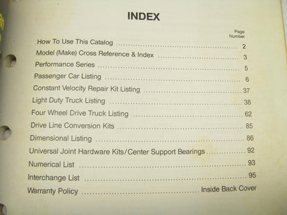 GMB C190 Universal Joint Catalog For Domestic & Import - Weatherly # 090, 96 PGS